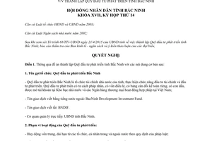 Nghị quyết 180/NQ-HĐND17 2015 thành lập Quỹ đầu tư phát triển Bắc Ninh