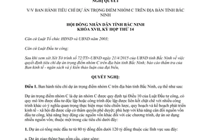 Nghị quyết 181/2015/NQ-HĐND17 ban hành tiêu chí dự án trọng điểm nhóm C tỉnh Bắc Ninh