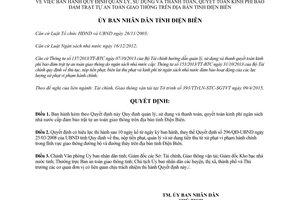 Quyết định 03/2015/QĐ-UBND quyết toán kinh phí đảm bảo an toàn giao thông Điện Biên