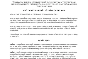 Quyết định 1469/QĐ-UBND 2015 công bố thủ tục hành chính mới thẩm quyền Sở Giao thông Quảng Nam