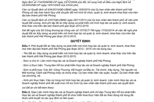 Quyết định 876/QĐ-UBND 2015 phát triển hợp tác xã quản lý kinh doanh khai thác chợ Hải Phòng