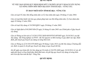 Quyết định 21/2015/QĐ-UBND định mức chi phí Quy hoạch xây dựng xã nông thôn mới Bà Rịa Vũng Tàu