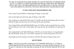 Quyết định 09/2015/QĐ-UBND sửa đổi 125/2009/QĐ-UBND kinh phí phụ cấp cán bộ trung tâm học tập Hà Nội