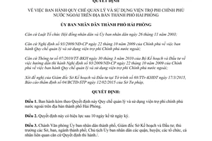 Quyết định 872/2015/QĐ-UBND Quy chế viện trợ phi chính phủ nước ngoài Hải Phòng