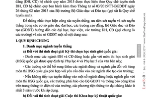 Công văn 1988/BGDĐT-KTKĐCLGD Hướng dẫn tuyển thẳng ưu tiên xét tuyển vào đại học cao đẳng 2015