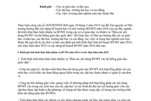 Công văn 2029/BGDĐT-KHCNMT 2015 hướng dẫn xây dựng kế hoạch bảo vệ môi trường năm 2016