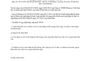 Công văn 23446/CT-HTr 2015 khai thuế và khấu trừ thuế Hà Nội