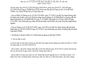 Công văn 23439/CT-HTr 2015 ưu đãi thuế thu nhập doanh nghiệp Hà Nội