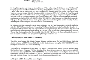 Công văn 3179/BCT-HC 2015 áp dụng HS mặt hàng cao su tổng hợp SBR