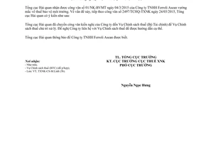 Công văn 2811/TCHQ-TXNK 2015 thuế bảo vệ môi trường