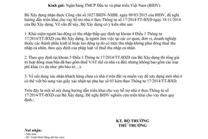 Công văn 695/BXD-QLN 2015 triển khai cho vay hỗ trợ nhà ở theo Thông tư 17/2014/TT-BXD