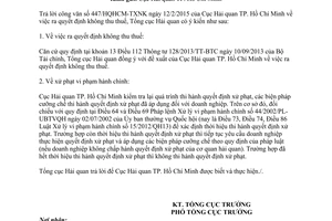 Công văn 3030/TCHQ-TXNK 2015 xử lý đối với hàng hóa đã tiêu hủy