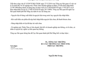 Công văn 3009/TCHQ-TXNK 2015 xử lý nợ thuế