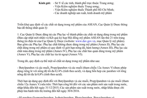 Công văn 6577/QLD-MP 2015 cập nhật quy định về các chất dùng trong mỹ phẩm