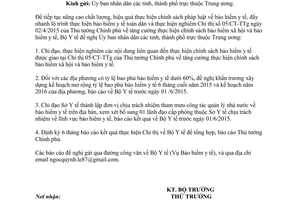 Công văn 2361/BYT-BH 2015 thực hiện Chỉ thị 05/CT-TTg chính sách bảo hiểm xã hội bảo hiểm y tế