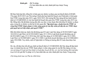 Công văn 801/BXD-PC 2015 lập danh mục chuẩn hóa tên thủ tục hành chính Bộ Xây dựng