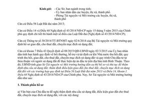 Công văn 1056/STNMT-CCQLĐĐ 2015 thẩm định điều kiện giao đất cho thuê đất Bình Thuận