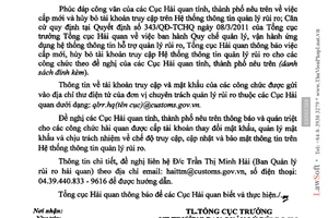 Công văn 3368/TCHQ-QLRR 2015 cấp mới hủy bỏ quyền truy cập Hệ thống thông tin quản lý rủi ro