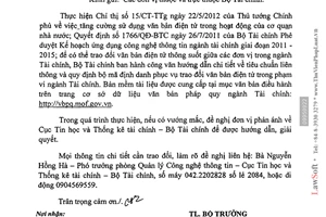 Công văn 5069/BTC-THTK 2015 tiêu chuẩn liên thông Quản lý văn bản bộ mã định danh trao đổi văn bản điện tử