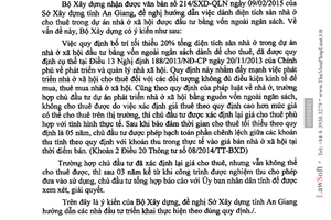 Công văn 836/BXD-QLN 2015 hướng dẫn diện tích sàn nhà dự án nhà ở xã hội đầu tư bằng vốn ngoài ngân sách