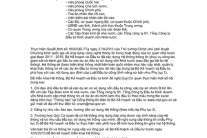 Công văn 2249/BKHĐT-GSTĐĐT 2015 Hệ thống thông tin phục vụ giám sát đánh giá đầu tư