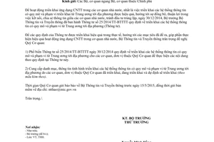Công văn 1181/BTTTT-THH 2015 triển khai Thông tư 25/2014/TT-BTTTT triển khai hệ thống thông tin