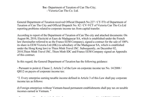 Official Dispatch No. 1595/TCT-DNL 2015 regarding corporate income tax from capital transfer