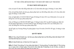 Quyết định 1993/QĐ-UBND 2015 danh mục văn bản hết hiệu lực thi hành Quận 8 Hồ Chí Minh