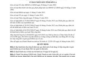 Quyết định 18/2015/QĐ-UBND tiếp công dân giải quyết khiếu nại tố cáo Sơn La