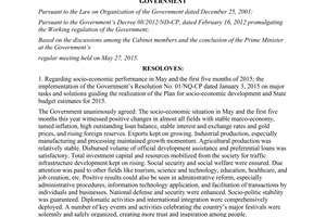 Resolution No. 40/NQ-CP The Government’s regular meeting May 2015