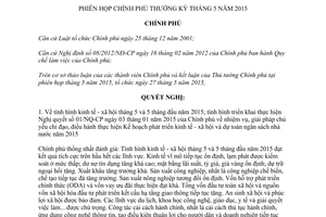 Nghị quyết 40/NQ-CP phiên họp Chính phủ thường kỳ tháng 5 năm 2015