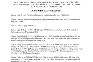 Quyết định 25/2015/QĐ-UBND mức phụ cấp thường trực phẫu thuật Giá dịch vụ y tế Kon Tum