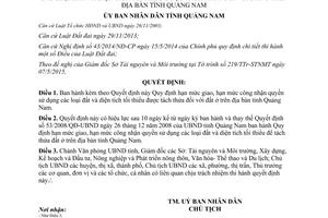 Quyết định 12/2015/QĐ-UBND hạn mức giao công nhận quyền sử dụng đất tách thửa đất ở Quảng Nam