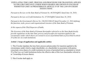 Circular No. 06/2015/TT-NHNN transition applied to the circumstance under which shares are owned