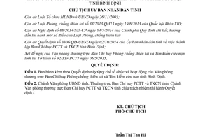 Quyết định 1866/QĐ-UBND 2015 Tổ chức hoạt động Ban Chỉ huy Phòng chống thiên tai Bình Định