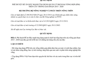 Quyết định 2027/QĐ-BNN-BVTV 2015 quản lý dịch hại tổng hợp trên cây trồng 2015 2020