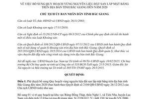 Quyết định 979/QĐ-UBND 2015 Quy hoạch nguyên liệu đất san lấp mặt bằng Bắc Giang 2020