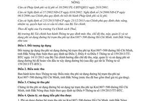 Thông tư 84/2015/TT-BTC phí sử dụng đường bộ trạm thu phí Km1807+500 Hồ Chí Minh Đắk Nông
