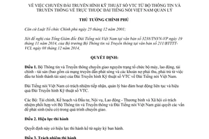 Quyết định 752/QĐ-TTg 2015 chuyển Đài Truyền hình Kỹ thuật số VTC về Đài Tiếng nói Việt Nam