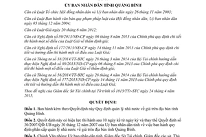 Quyết định 18/2015/QĐ-UBND Quy định quản lý nhà nước về giá Quảng Bình