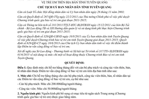 Quyết định 623/QĐ-UBND 2015 hỗ trợ cán bộ và cộng tác viên thuộc Điểm tư vấn cộng đồng Tuyên Quang