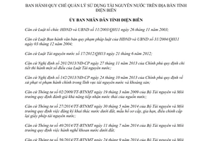 Quyết định 06/2015/QĐ-UBND Quy chế quản lý sử dụng tài nguyên nước Điện Biên