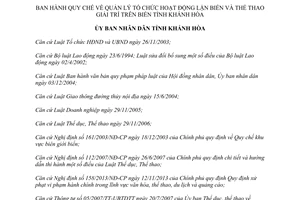 Quyết định 10/2015/QĐ-UBND tổ chức hoạt động lặn biển và thể thao giải trí trên biển Khánh Hòa