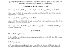 Quyết định 21/2015/QĐ-UBND quy định hạn mức giao đất ở và hạn mức công nhận đất ở Tiền Giang