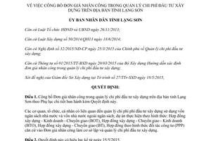 Quyết định 898/QĐ-UBND công bố Đơn giá nhân công quản lý chi phí đầu tư xây dựng Lạng Sơn