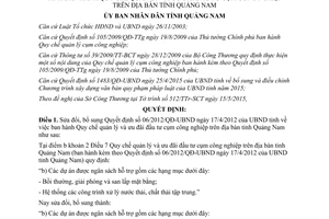 Quyết định 15/2015/QĐ-UBND quản lý ưu đãi đầu tư cụm công nghiệp Quảng Nam