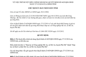 Quyết định 1926/QĐ-UBND 2015 phê duyệt điều chỉnh Quyết định 4429/QĐ-UBND Bình Định