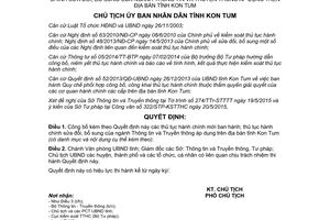 Quyết định 307/QĐ-UBND 2015 công bố thủ tục hành chính ngành Thông tin Truyền thông Kon Tum