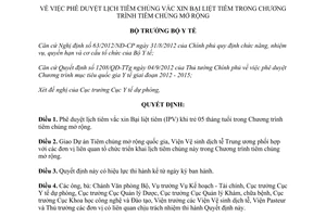 Quyết định 2144/QĐ-BYT lịch tiêm chủng vắc xin bại liệt tiêm trong tiêm chủng mở rộng 2015