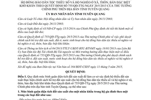 Quyết định 166/QĐ-UBND 2015 hỗ trợ đất sản xuất cho dân tộc thiểu số hộ nghèo Tuyên Quang